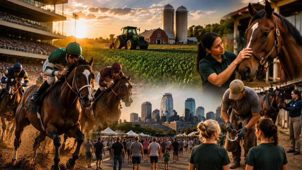 Minnesota horse racing, Thoroughbred racing, Minnesota agriculture, equine industry, horse racing jobs, Canterbury Park, horse trainers, horse farms, Minnesota economy, Minnesota HBPA